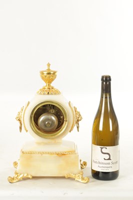 Lot 1112 - A LATE 19TH CENTURY ORMOLU MOUNTED ONYX FRENCH MANTEL CLOCK