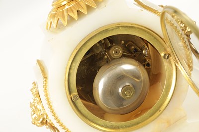 Lot 1112 - A LATE 19TH CENTURY ORMOLU MOUNTED ONYX FRENCH MANTEL CLOCK