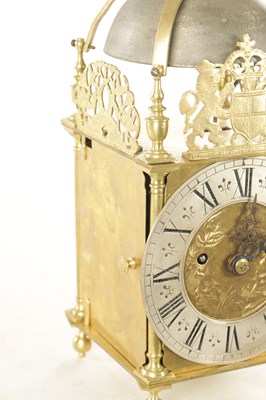 Lot 1049 - A 19TH CENTURY EIGHT-DAY DOUBLE FUSEE LANTERN CLOCK