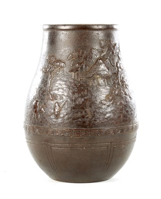Lot 264 - A JAPANESE MEIJI PERIOD CAST IRON PATINATED VASE
