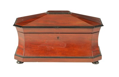 Lot 926 - A WILLIAM IV MAHOGANY AND EBONISED TEA CADDY