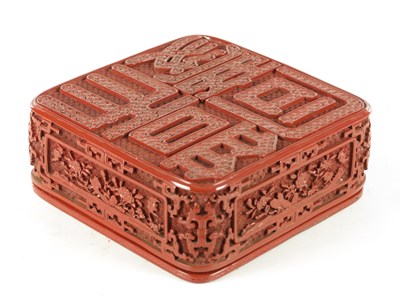 Lot 141 - A 19TH CENTURY CHINESE CINNABAR LACQUERED BOX