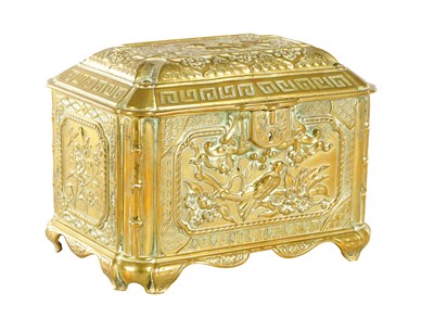 Lot 742 - A 19TH CENTURY FRENCH CAST BRASS TABLE CASKET