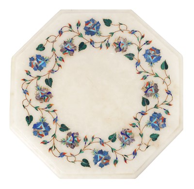Lot 624 - A WHITE MARBLE PIETRA DURA OCTAGONAL-SHAPED TABLE TOP