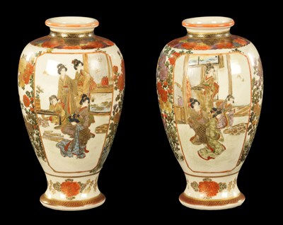 Lot 272 - A PAIR OF 19TH CENTURY JAPANESE SATSUMA CABINET VASES
