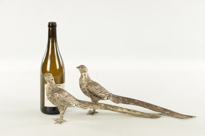 Lot 472 - A PAIR OF SILVER-PLATED PHEASANTS