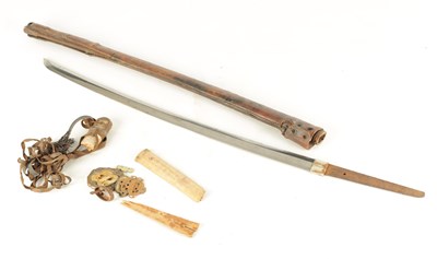 Lot 130 - A 19TH CENTURY JAPANESE SAMURAI SWORD WITH EARLY BLADE