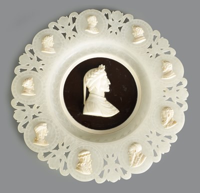 Lot 771 - A 19TH CENTURY ‘GRAND TOUR’ ALABASTER CAMEO PORTRAIT PLAQUE