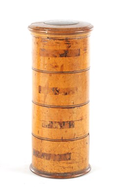Lot 1111 - A 19TH CENTURY TURNED SYCAMORE SPICE CANISTER