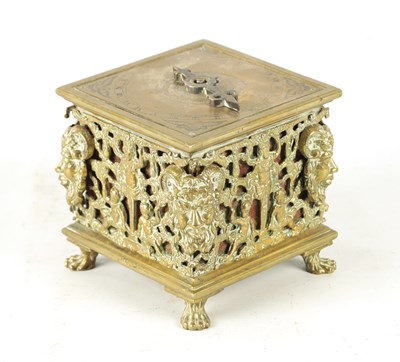 Lot 1078 - A LATE 19TH CENTURY AUGSBURG STYLE BRASS CASED TABLE CLOCK
