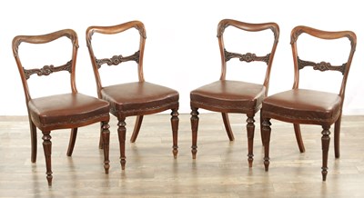 Lot 1340 - A SET OF FOUR ROSEWOOD WILLIAM IV DINING CHAIRS