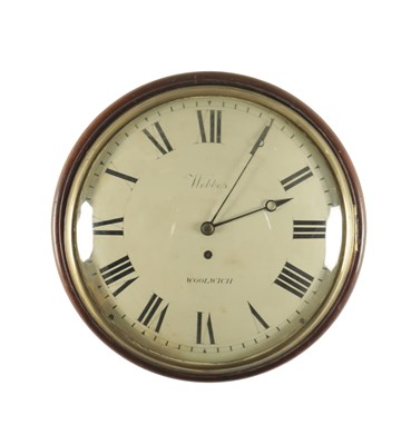Lot 1131 - WEBBER, WOOLWICH. A REGENCY CONVEX DIAL FUSEE WALL CLOCK