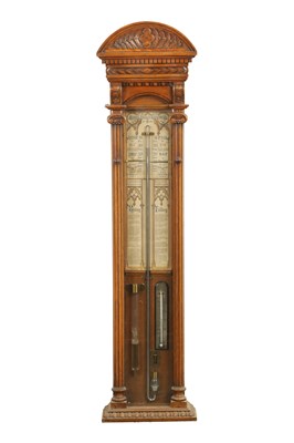 Lot 1077 - A 19TH CENTURY ADMIRAL FITZROY OAK CASED BAROMETER