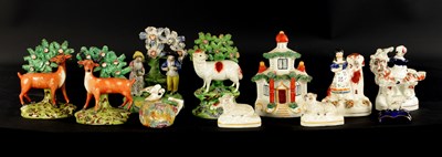 Lot 101 - A GROUP OF ELEVEN 19TH CENTURY STAFFORDSHIRE FIGURES