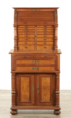 Lot 1425 - A LATE 19TH CENTURY WALNUT DENTIST'S CABINET