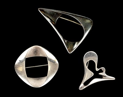 Lot 308 - A COLLECTION OF THREE GEORGE JENSEN SILVER BROOCHES