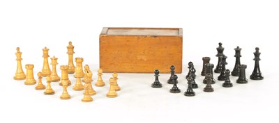 Lot 931 - A COLLECTION OF VARIOUS 19TH CENTURY BOXWOOD AND EBONISED CHESS PIECES
