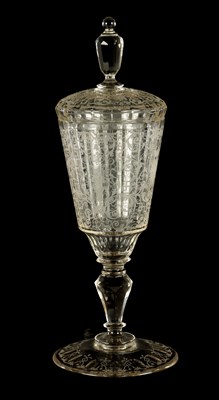 Lot 4 - A 20TH CENTURY BOHEMIAN CRYSTAL GLASS-LIDDED GOBLET