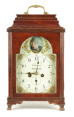 Lot 1061 - WILLIAM JACKSON, FRODSHAM A GEORGE III PAINTED DIAL MAHOGANY BRACKET CLOCK