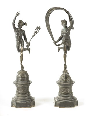 Lot 756 - A PAIR OF 19TH CENTURY BRONZE SCULPTURES OF MERCURY AND FORTUNA