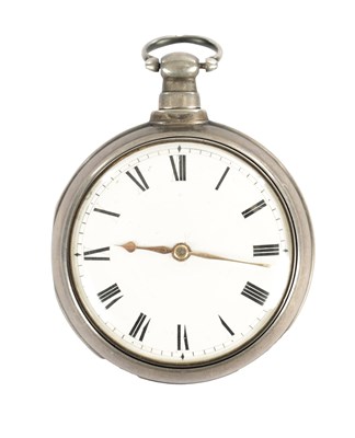 Lot 351 - J. RYLAND, ORMSKIRK. A SILVER PAIR CASED POCKET WATCH WITH RARE CHAFF CUTTER ESCAPEMENT