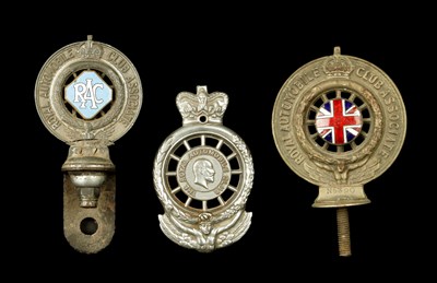 Lot 582 - A COLLECTION OF THREE VINTAGE RAC CAR BADGES