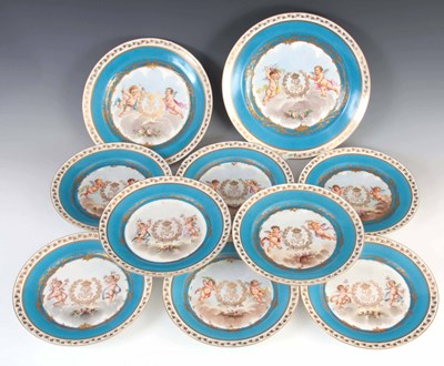 Lot 70 - A 19TH CENTURY SET OF TEN SEVRES PORCELAIN