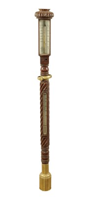Lot 1172 - T. HEMSLEY, LONDON. A MID 19TH CENTURY MAHOGANY CASED MARINE BAROMETER