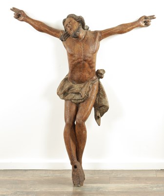 Lot 915 - AN EARLY 15TH/16TH CENTURY CONTINENTAL CARVED OAK AND POLYCHROME CORPUS CHRISTI