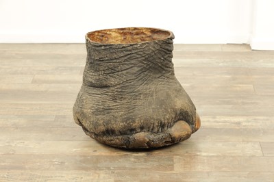 Lot 801 - A LARGE LATE 19TH CENTURY TAXIDERMY ELEPHANT FOOTSTOOL