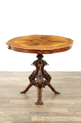Lot 1395 - AN UNUSUAL LATE 19TH CENTURY SPECIMEN TIMBER CENTRE TABLE