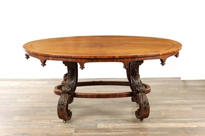 Lot 1408 - A 19TH CENTURY FIGURED WALNUT AND MARQUETRY INLAID CENTRE TABLE