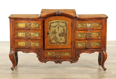 Lot 1249 - AN UNUSUAL 18TH CENTURY WALNUT AND PEWTER INLAID ITALIAN TABLE CABINET