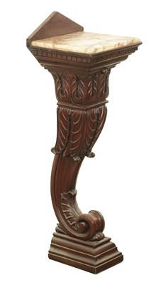 Lot 1284 - A 19TH CENTURY CARVED MAHOGANY PEDESTAL