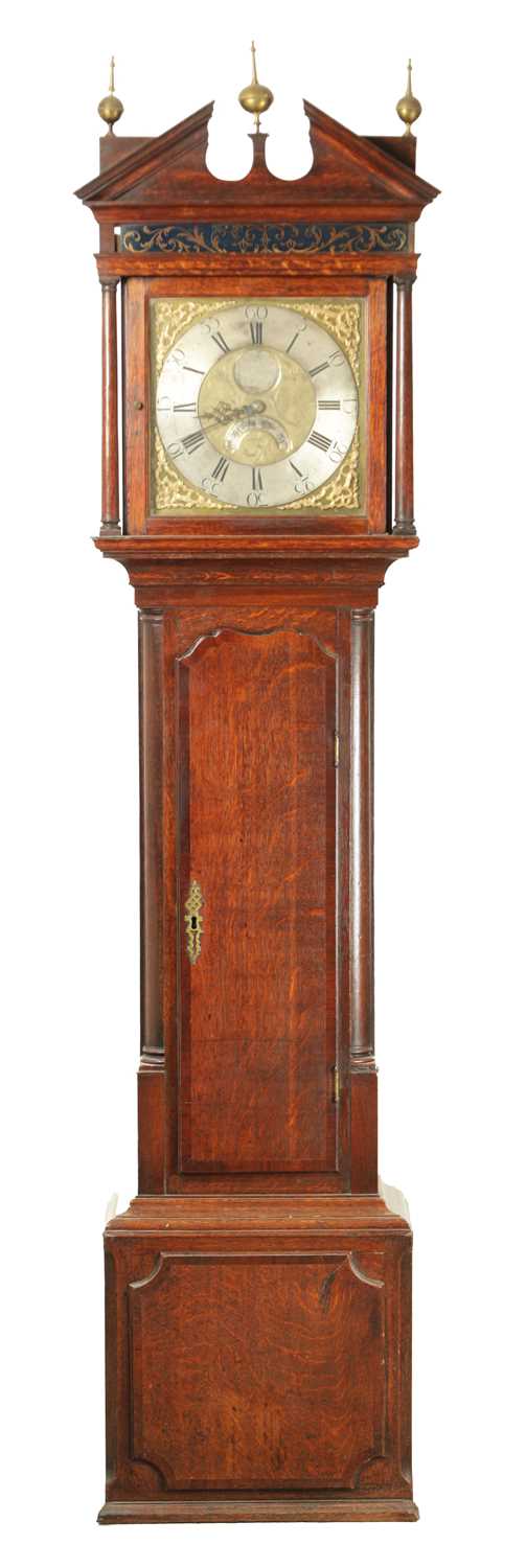 Lot 1479 - THOMAS HOUGHTON, CHORLEY. A SMALL GEORGE III OAK 30-HOUR LONGCASE CLOCK