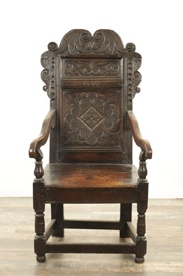 Lot 1237 - A GOOD LATE 17TH CENTURY JOINED OAK WAINSCOT CHAIR