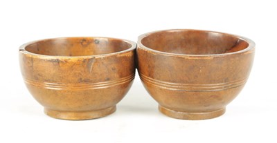 Lot 938 - A JOINED PAIR OF 19TH CENTURY WELSH TREEN CAWL BOWLS