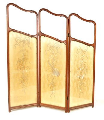 Lot 1188 - A 19TH CENTURY FRENCH ROCOCO WALNUT FOLDING SCREEN
