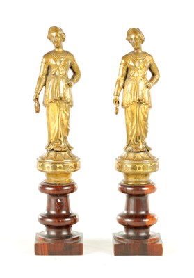 Lot 722 - A PAIR OF 19TH CENTURY FRENCH GILT BRONZE FIGURAL SCULPTURES