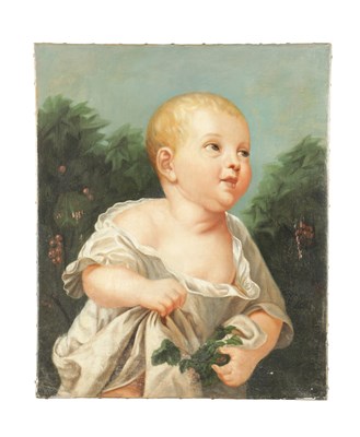 Lot 810 - AN 18TH CENTURY CONTINENTAL OIL ON CANVAS PORTRAIT OF A BABY