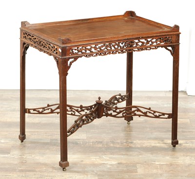 Lot 1301 - A GEORGE III MAHOGANY SILVER TABLE IN THE CHIPPENDALE STYLE