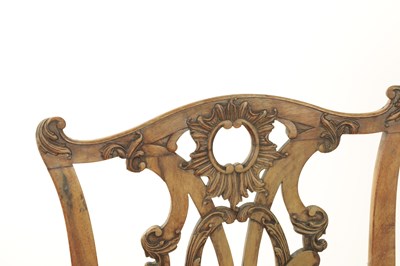 Lot 1251 - A GOOD PAIR OF GEORGE III MAHOGANY CHIPPENDALE DESIGN SIDE CHAIRS