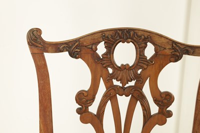 Lot 1251 - A GOOD PAIR OF GEORGE III MAHOGANY CHIPPENDALE DESIGN SIDE CHAIRS