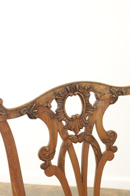 Lot 1251 - A GOOD PAIR OF GEORGE III MAHOGANY CHIPPENDALE DESIGN SIDE CHAIRS