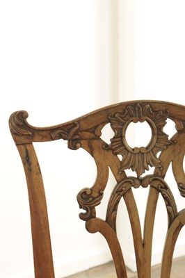 Lot 1251 - A GOOD PAIR OF GEORGE III MAHOGANY CHIPPENDALE DESIGN SIDE CHAIRS