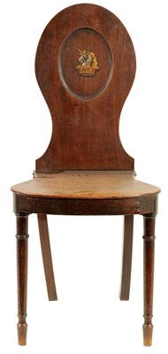 Lot 1250 - A GEORGE III MAHOGANY HALL CHAIR