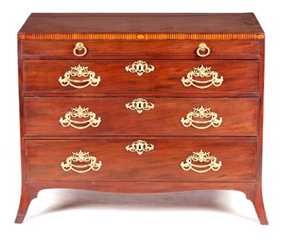 Lot 1424 - A LATE GEORGIAN MAHOGANY CHEST OF DRAWERS