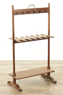 Lot 1257 - A 19TH CENTURY MAHOGANY COUNTRY HOUSE BOOT AND WHIP STAND