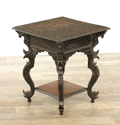 Lot 149 - A LATE 19TH CENTURY ANGLO INDIAN TWO TIER HARDWOOD OCCASIONAL TABLE