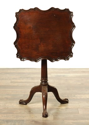 Lot 1326 - A GEORGE III AND LATER MAHOGANY TILT-TOP TABLE OF SMALL SIZE
